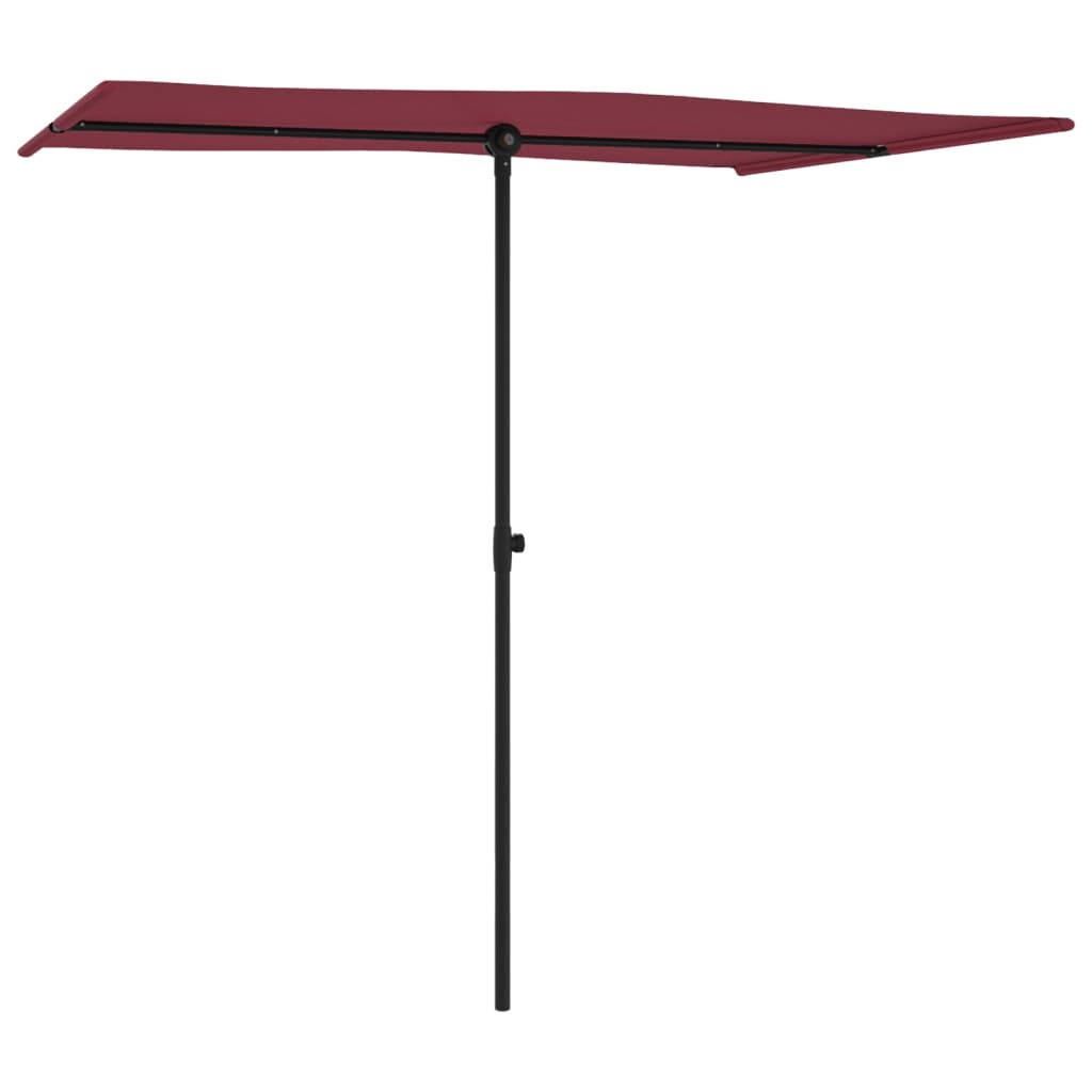 Umbrelă de soare de exterior, stâlp aluminiu, bordo, 2x1,5 cm