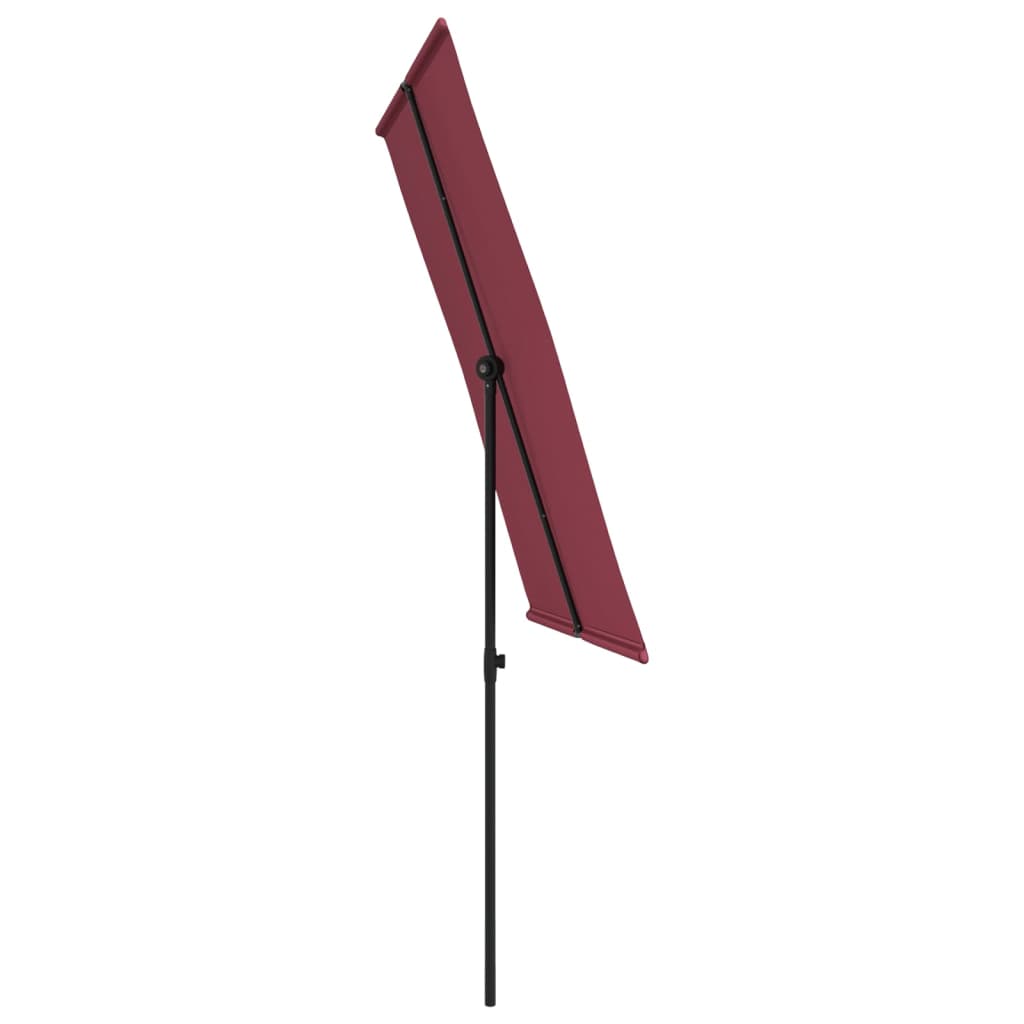 Umbrelă de soare de exterior, stâlp aluminiu, bordo, 2x1,5 cm