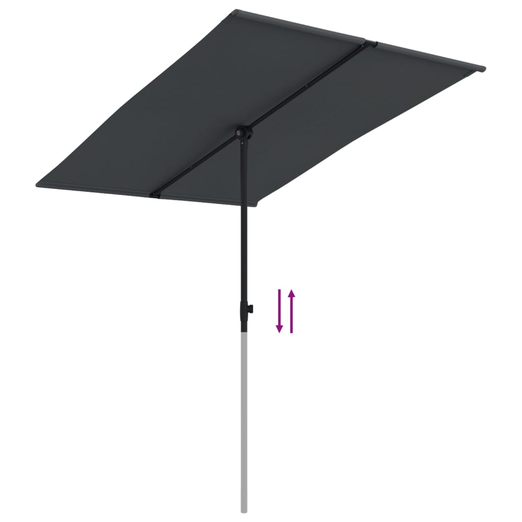 Umbrelă de soare de grădină, stâlp aluminiu, negru, 2x1,5 cm