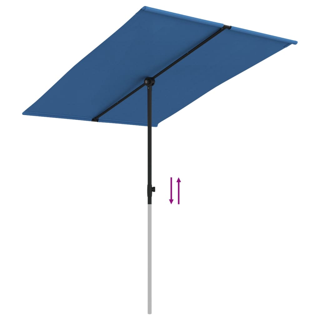 Umbrelă de soare grădină, stâlp din aluminiu, azuriu, 2x1,5 m