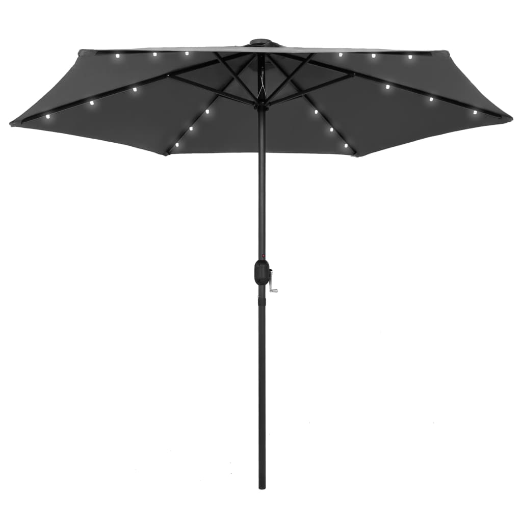 Umbrelă de soare cu LED-uri, stâlp aluminiu, antracit, 270 cm