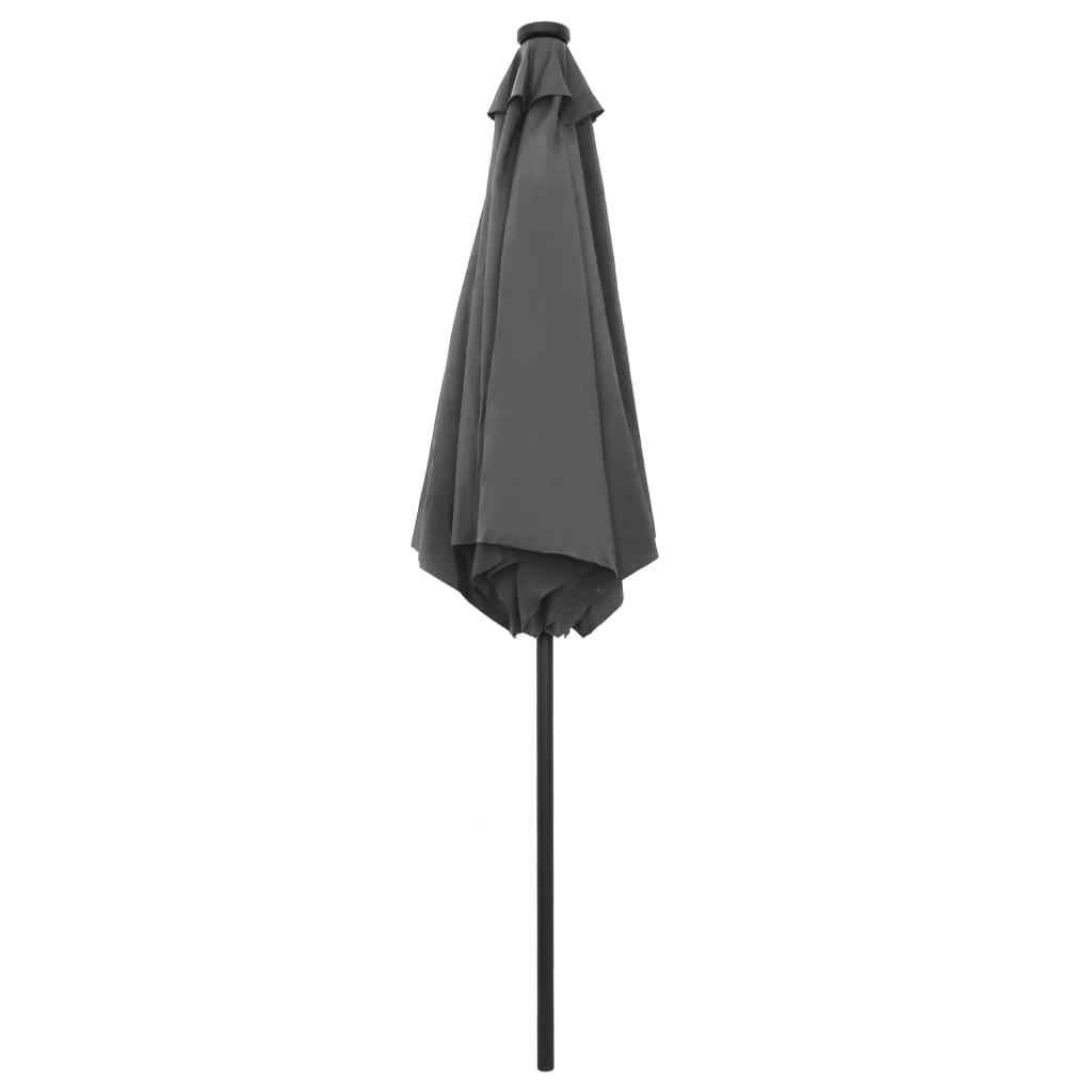 Umbrelă de soare cu LED-uri, stâlp aluminiu, antracit, 270 cm