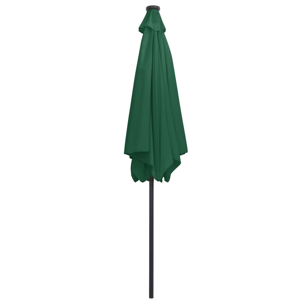 Umbrelă de soare, LED-uri și stâlp aluminiu, verde, 300 cm