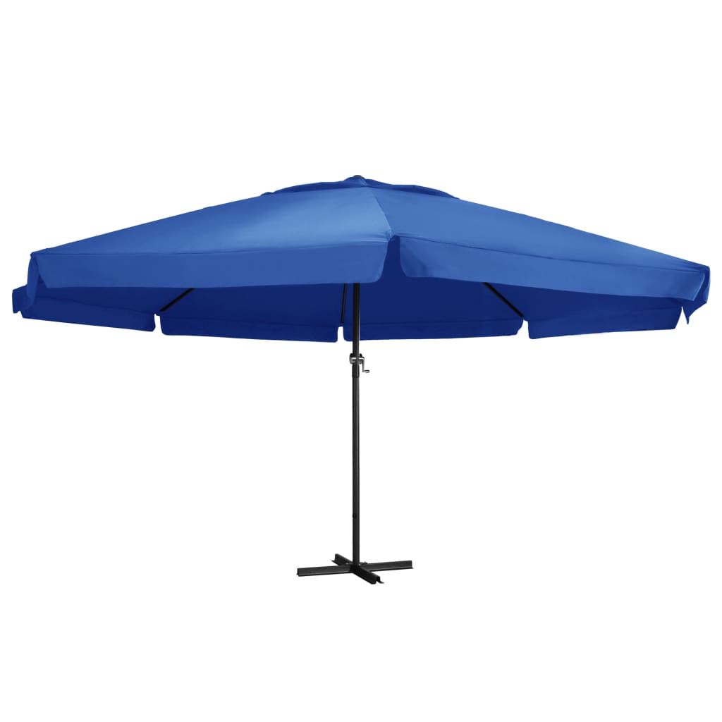 Umbrelă de soare cu stâlp aluminiu, albastru azur, 500 cm