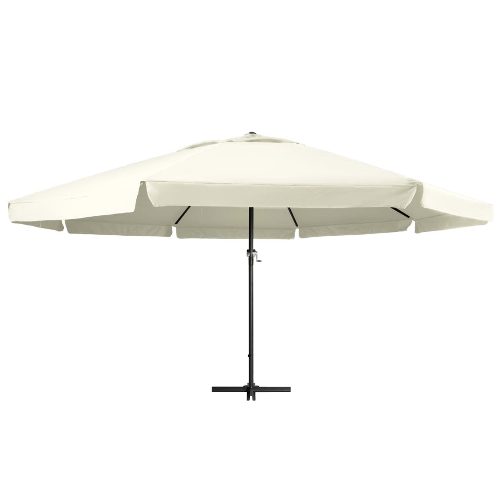 Umbrelă de soare de grădină, stâlp aluminiu alb nisipiu 600 cm