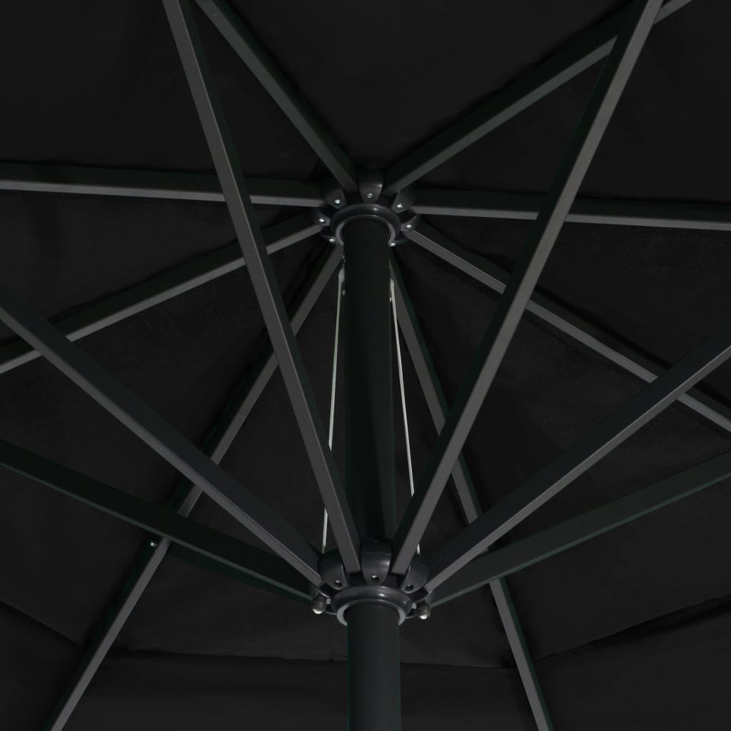 Umbrelă de soare de grădină, stâlp aluminiu, negru, 600 cm