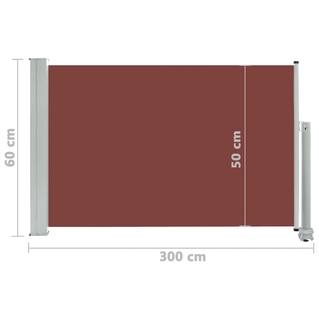 Copertină laterală retractabilă de terasă, maro, 60 x 300 cm