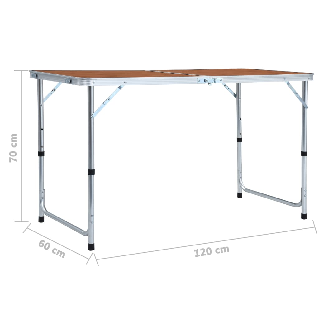 Masă de camping pliabilă, 120 x 60 cm, aluminiu