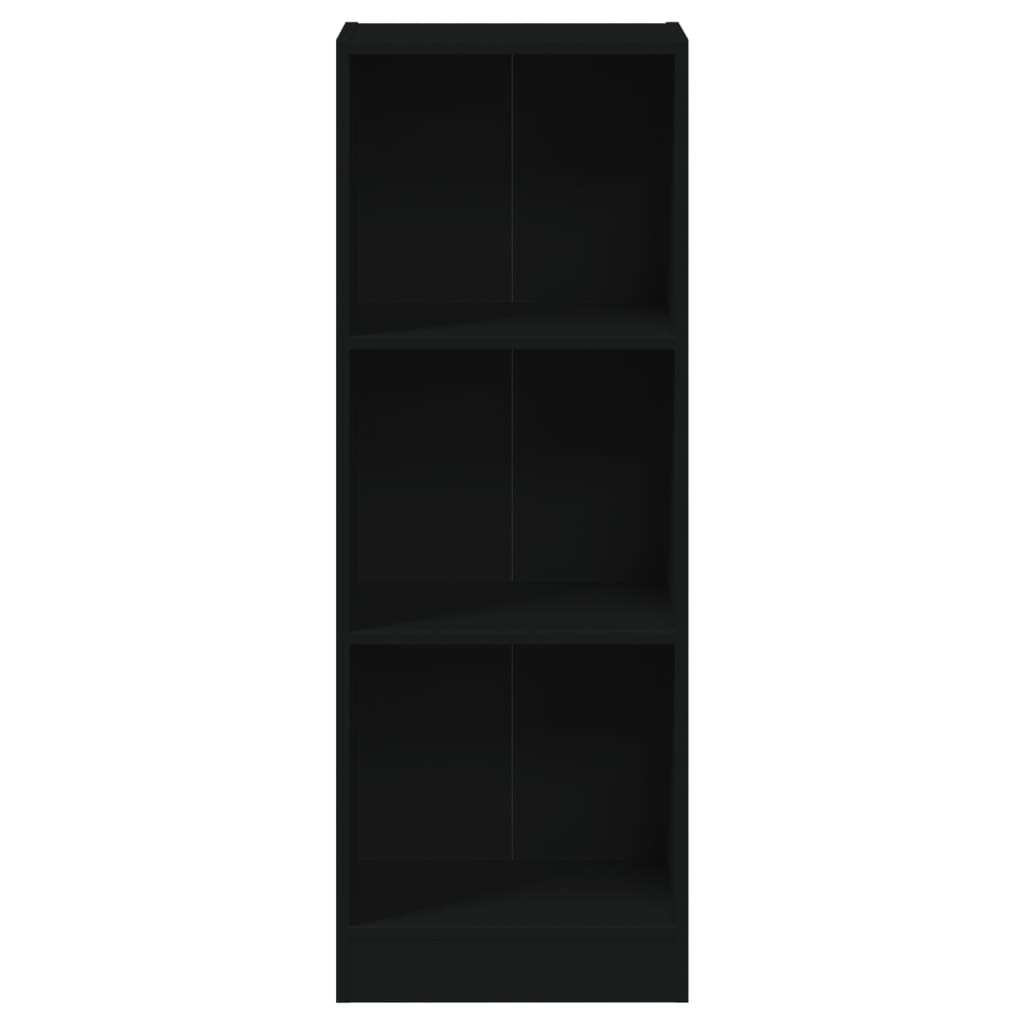 Bibliotecă cu 3 rafturi, negru, 40x24x109 cm, lemn compozit