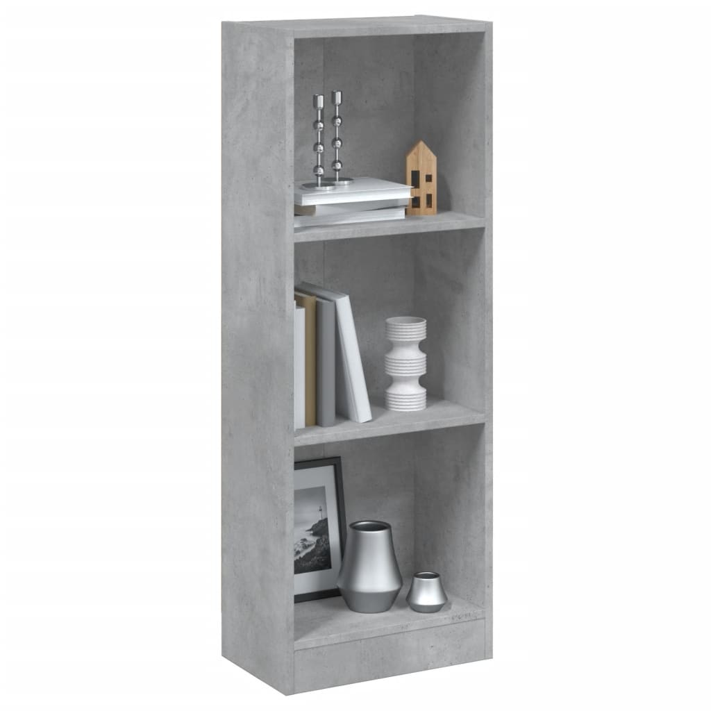 Bookcase with 3 shelves, concrete grey, 40x24x108 cm, chipboard