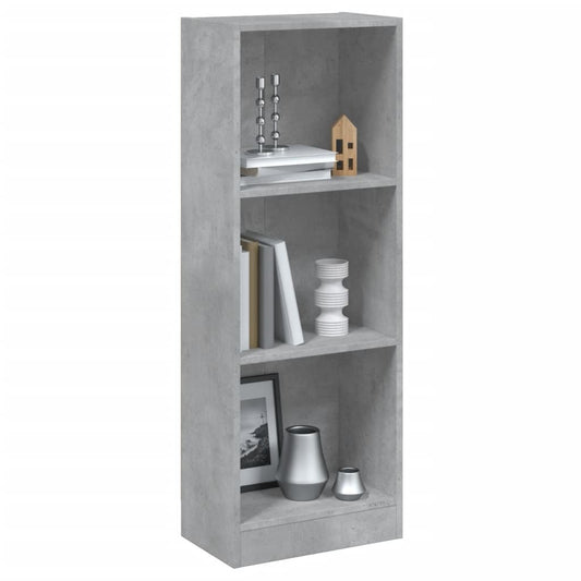 Bookcase with 3 shelves, concrete grey, 40x24x108 cm, chipboard