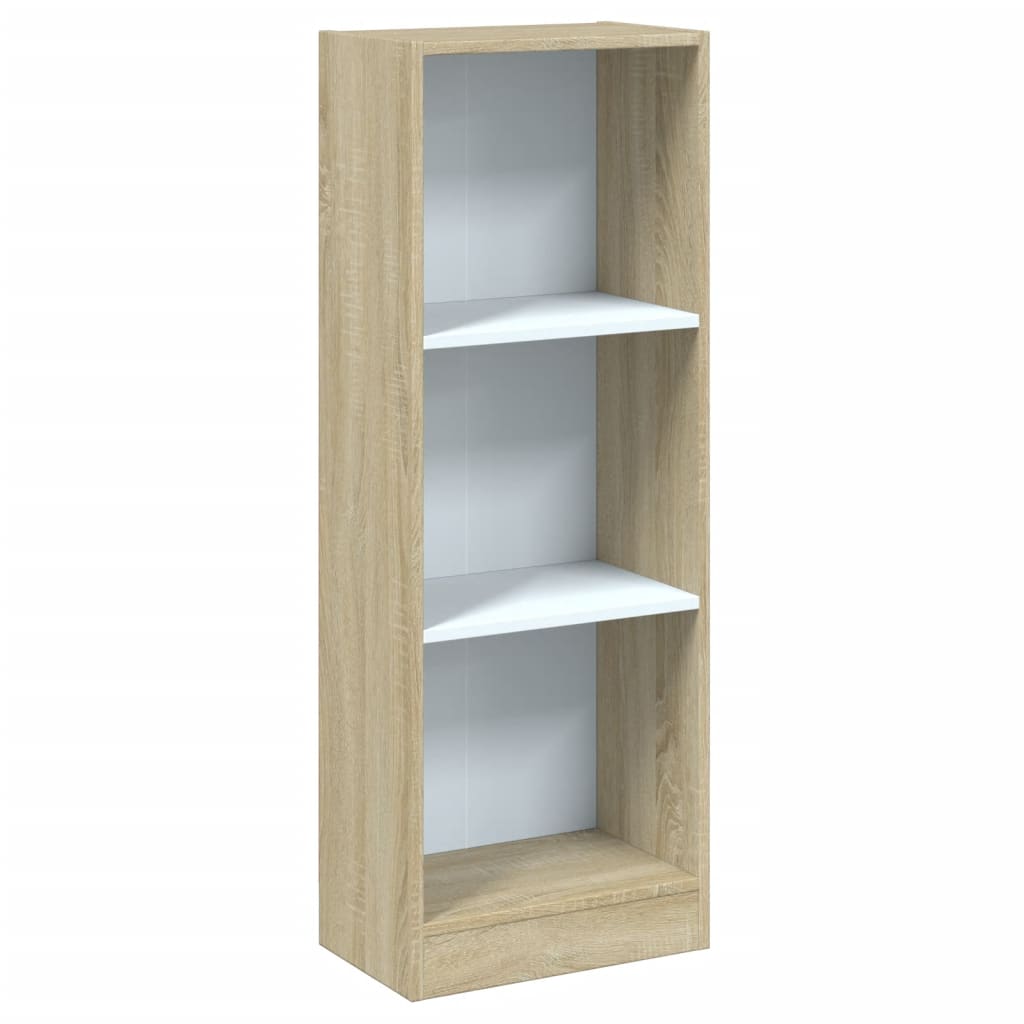 Bibliotecă cu 3 rafturi, alb & stejar sonoma, 40x24x109 cm
