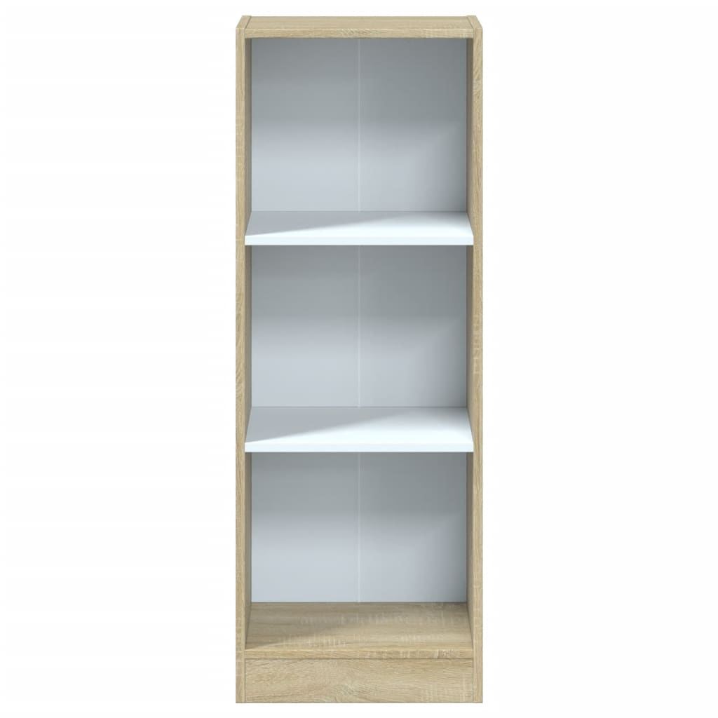 Bibliotecă cu 3 rafturi, alb & stejar sonoma, 40x24x109 cm
