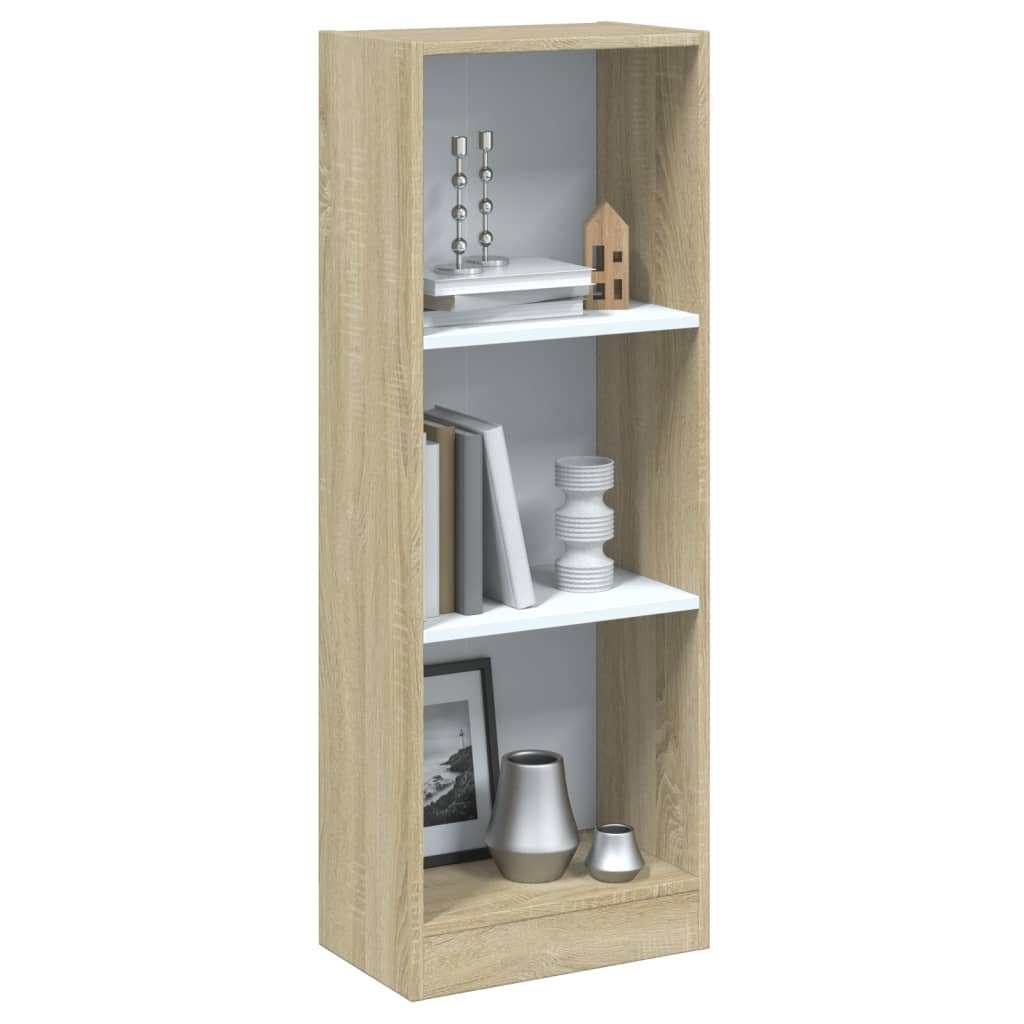 Bibliotecă cu 3 rafturi, alb & stejar sonoma, 40x24x109 cm