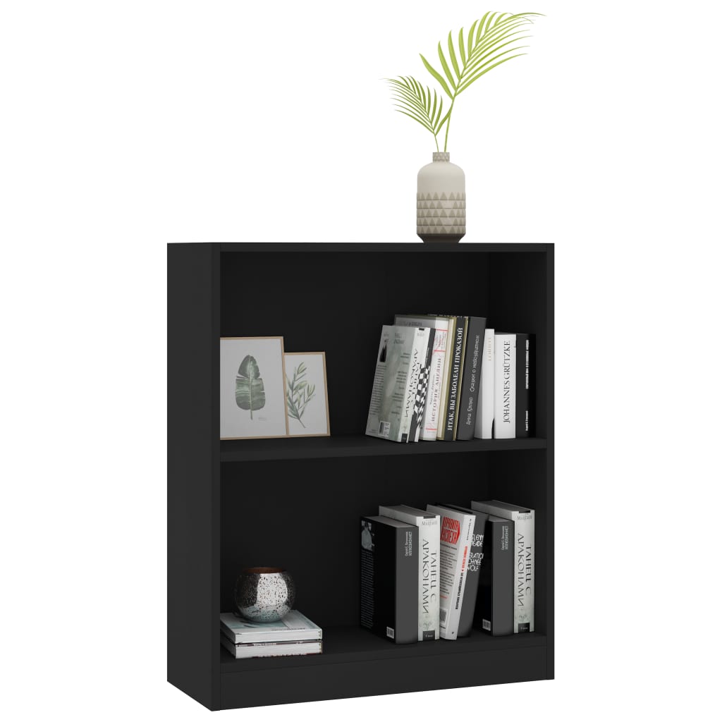 Bibliotecă, negru, 60x24x76 cm, lemn compozit