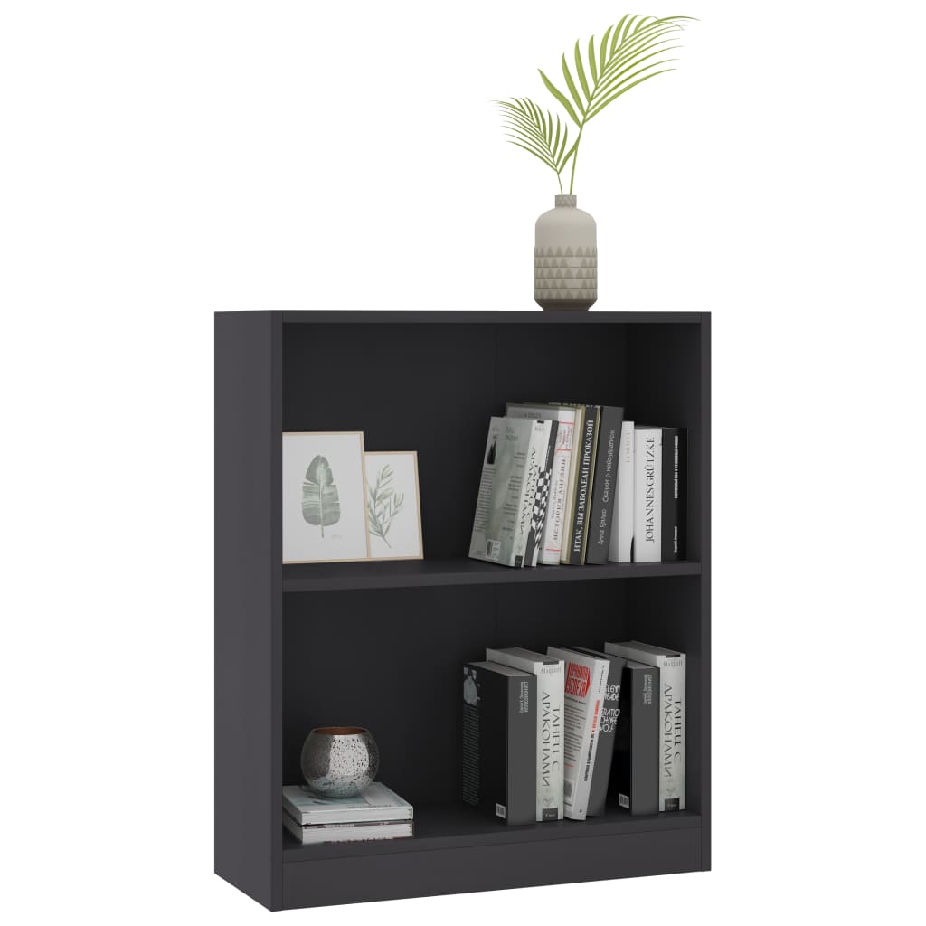Bibliotecă, gri, 60x24x76 cm, lemn compozit