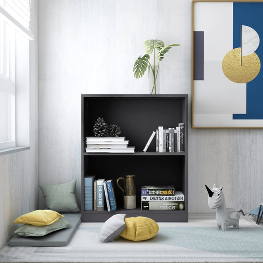 Bibliotecă, gri, 60x24x76 cm, lemn compozit