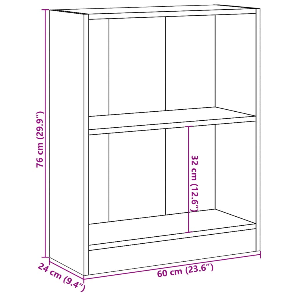 Bookcase, concrete grey, 60x24x74.5 cm, composite wood