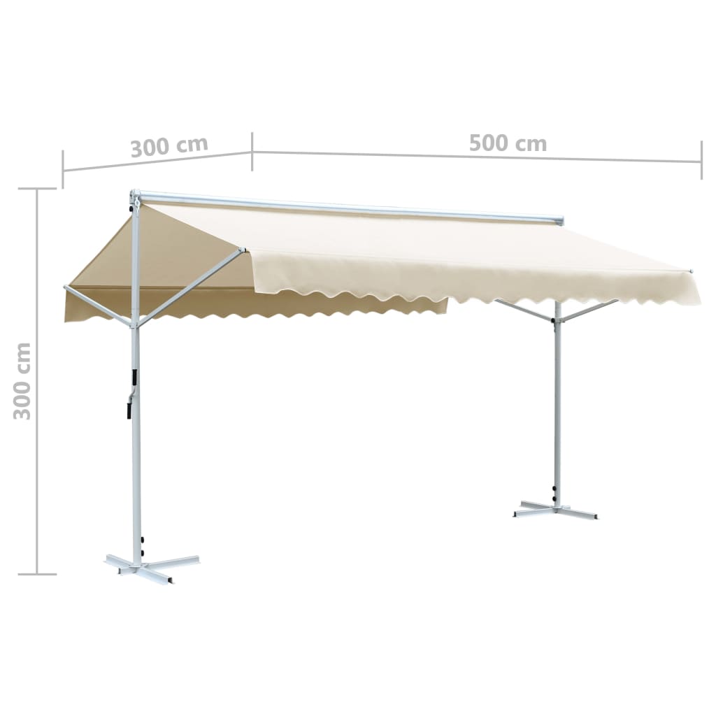 Copertină cu structură independentă, crem, 500 x 300 cm