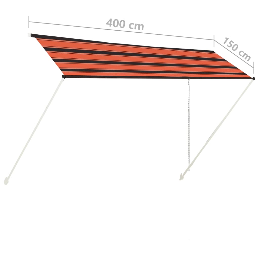 Copertină retractabilă, portocaliu și maro, 400 x 150 cm
