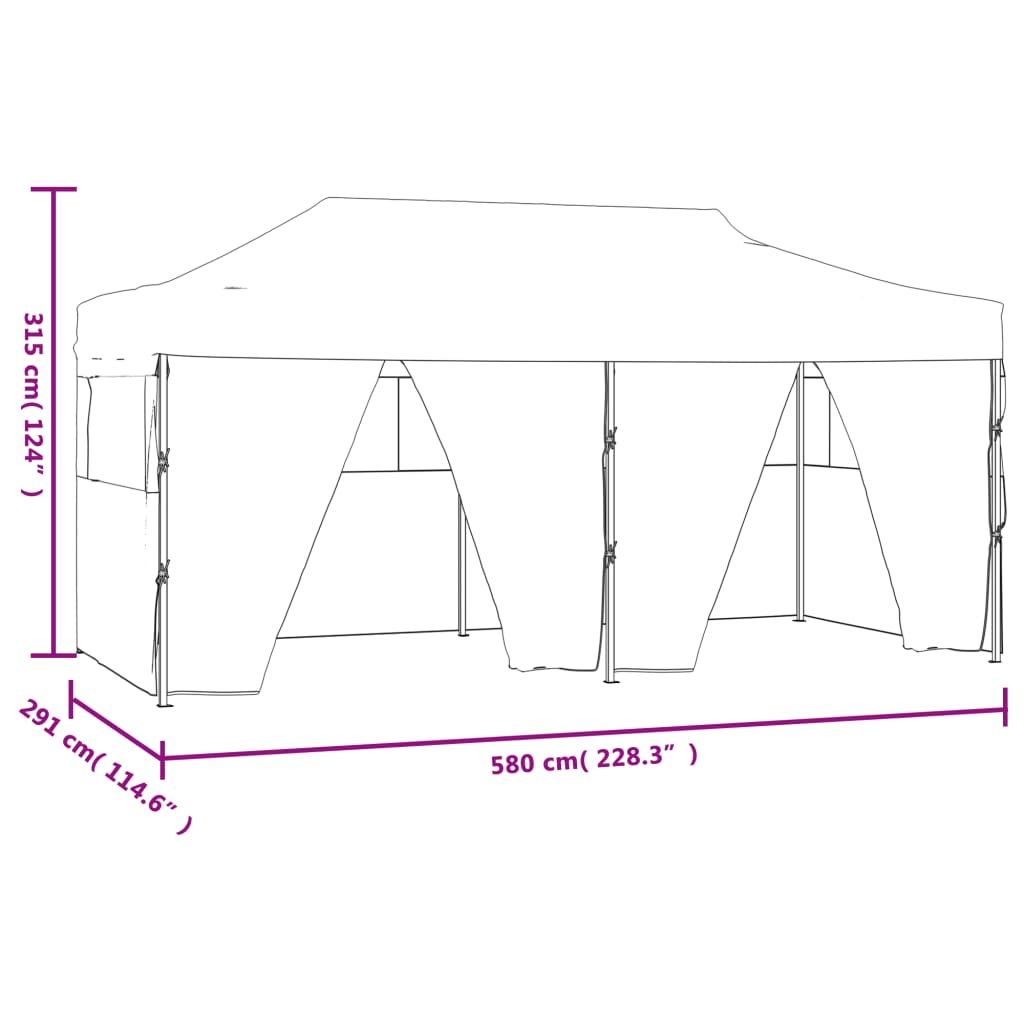 4 Wall Folding Party Tent, Cream, 3 x 6m, Steel