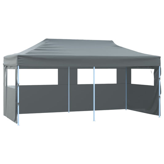 Anthracite 3 x 6 m steel folding party tent with 4 walls