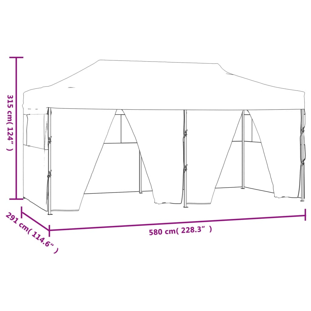 Cort de petrecere pliabil cu 4 pereți, antracit, 3 x 6 m, oțel