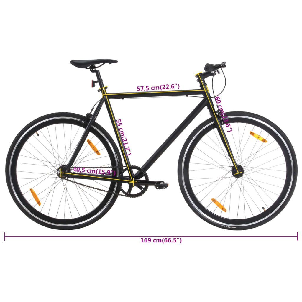 Bicicletă cu angrenaj fix, negru, 700c, 55 cm