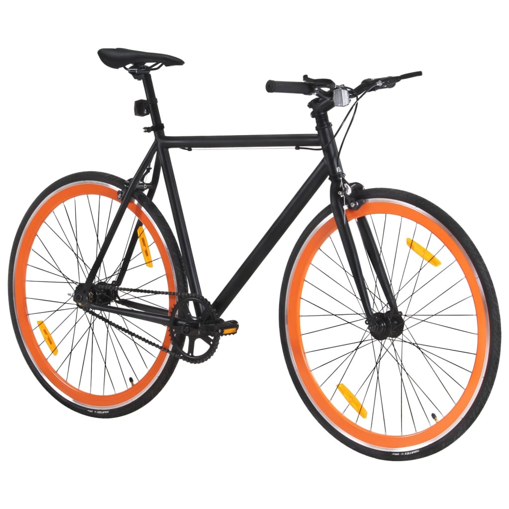 Bicicletă cu angrenaj fix, negru și portocaliu, 700c, 51 cm