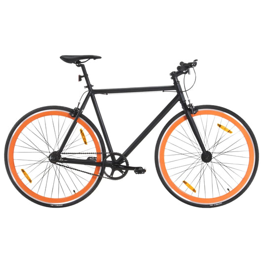 Bicicletă cu angrenaj fix, negru și portocaliu, 700c, 59 cm