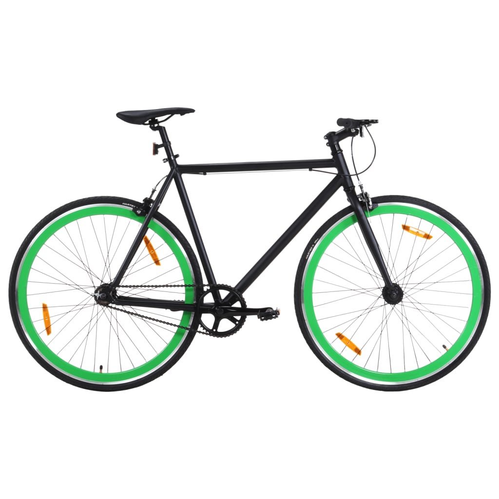 Bicicletă cu angrenaj fix, negru și verde, 700c, 51 cm