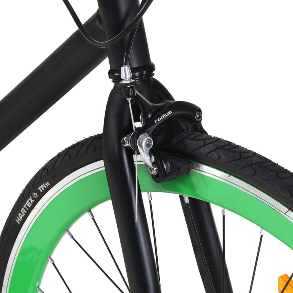 Bicicletă cu angrenaj fix, negru și verde, 700c, 55 cm