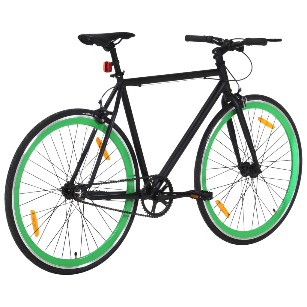 Bicicletă cu angrenaj fix, negru și verde, 700c, 59 cm