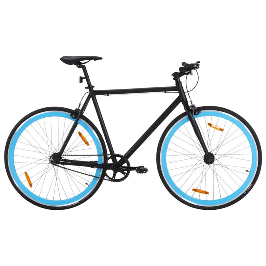 Bicicletă cu angrenaj fix, negru și albastru, 700c, 51 cm