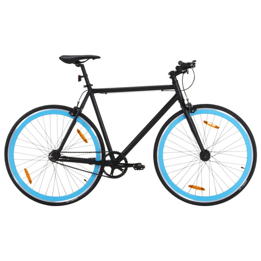 Bicicletă cu angrenaj fix, negru și albastru, 700c, 55 cm