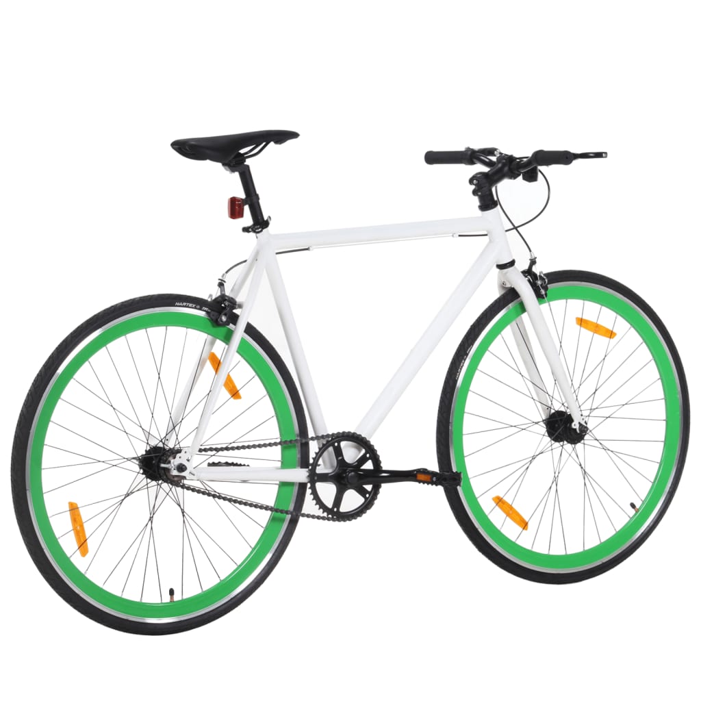 Bicicletă cu angrenaj fix, alb și verde, 700c, 51 cm