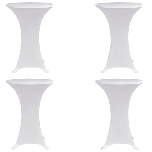 Husă de masă cu picior Ø60 cm, 4 buc., alb, elastic