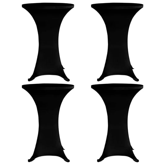 Husă de masă cu picior, 4 buc., negru, Ø80 cm, elastic