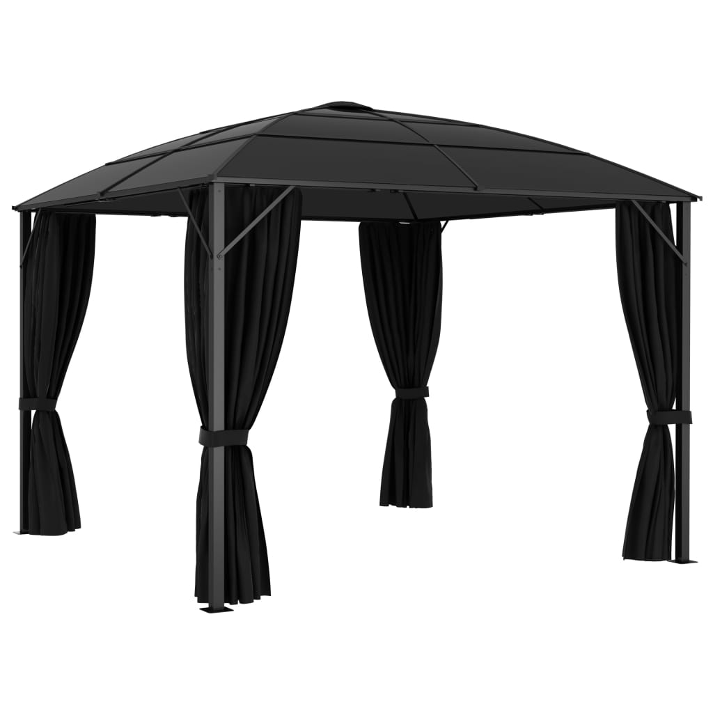 Pavilion cu perdele, antracit, 300 x 300 x 265 cm