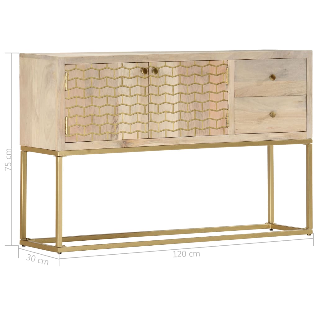 Dulap, auriu, 120 x 30 x 75 cm, lemn masiv de mango