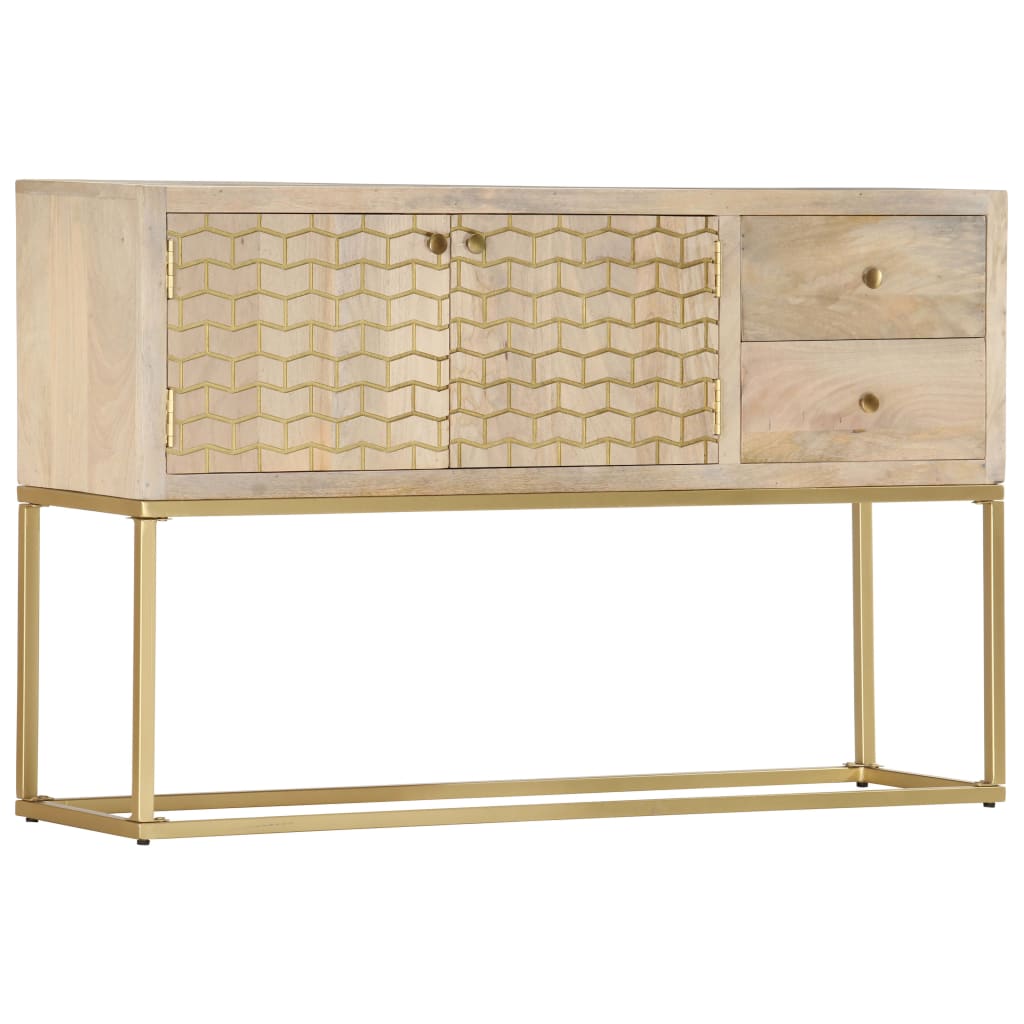 Dulap, auriu, 120 x 30 x 75 cm, lemn masiv de mango