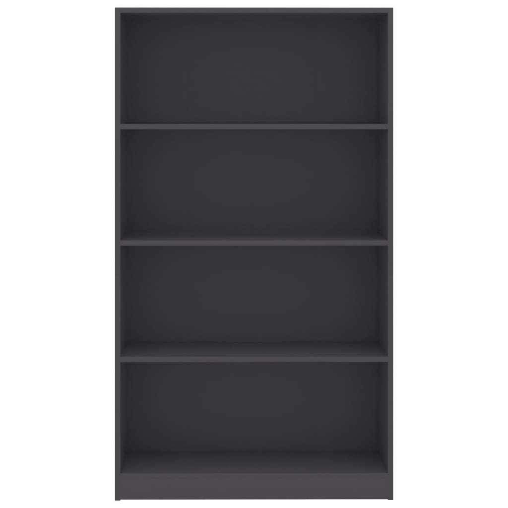 Bibliotecă cu 4 rafturi, gri, 80x24x142 cm, lemn prelucrat