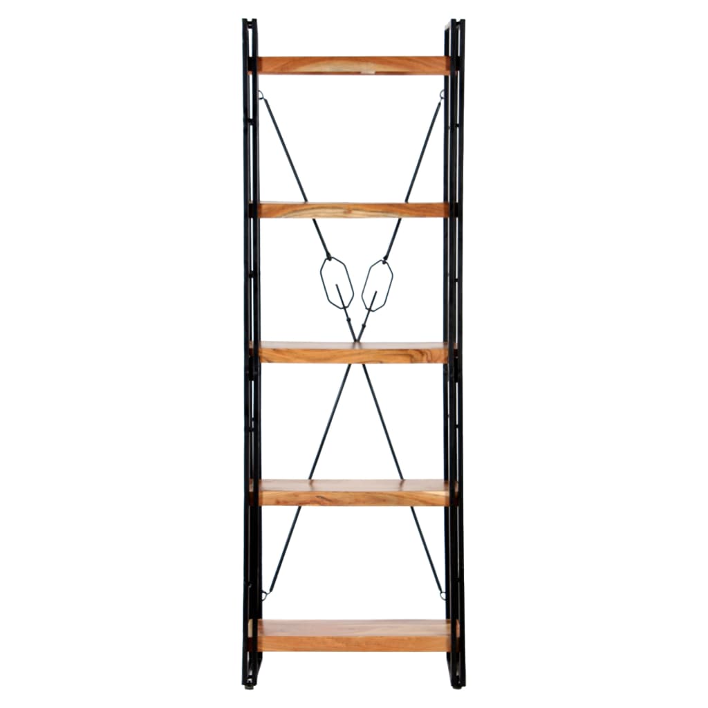 Bibliotecă cu 5 rafturi, 60 x 30 x 180 cm, lemn masiv de acacia