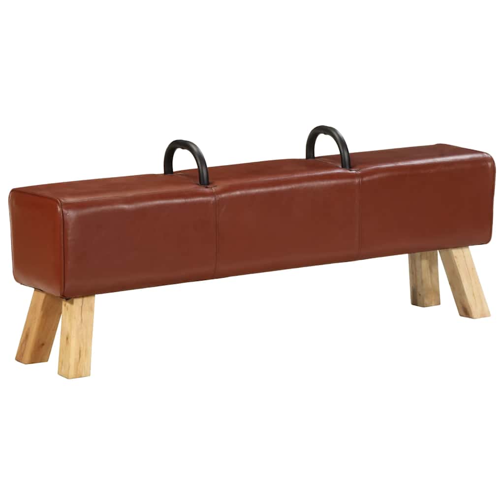 Bancă Turnbock vintage cu mânere, piele naturală de capră