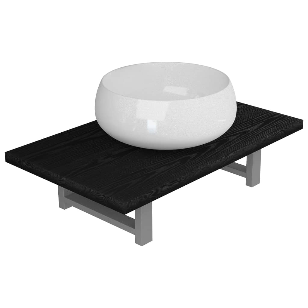 Set mobilier de baie, 2 piese, negru, ceramică