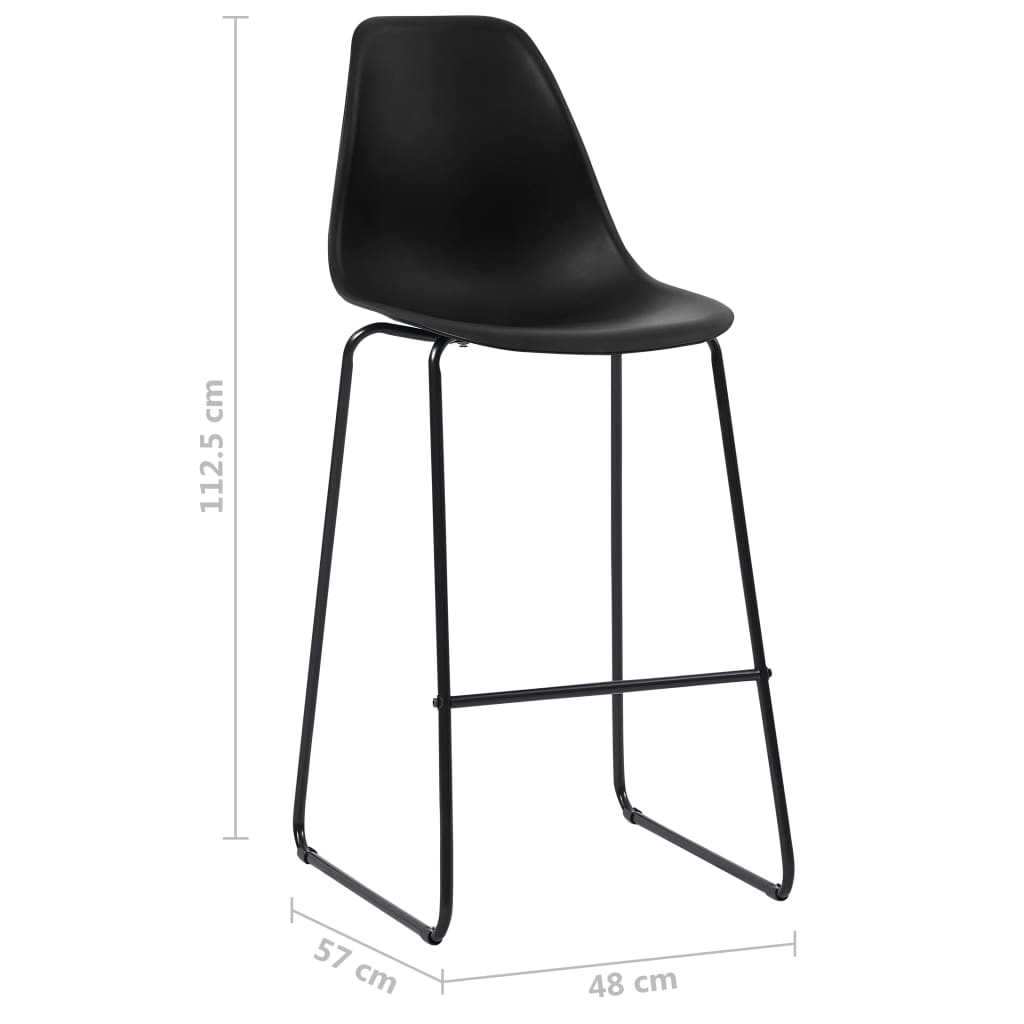 vidaXL Scaune de bar, 6 buc., negru, plastic