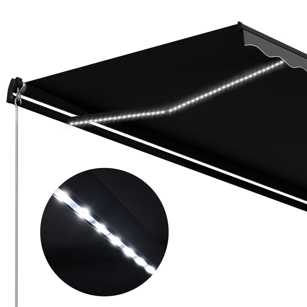 Copertină retractabilă manual cu LED, antracit, 300 x 250 cm