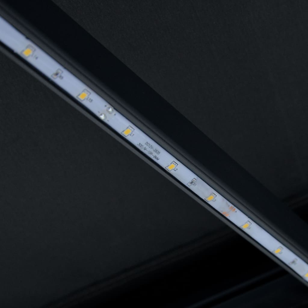 Copertină retractabilă manual cu LED, antracit, 300 x 250 cm