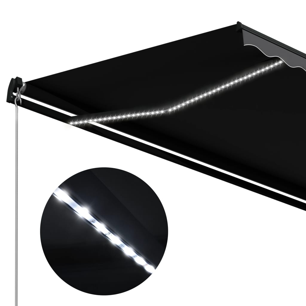 Copertină retractabilă manual cu LED, antracit, 350 x 250 cm