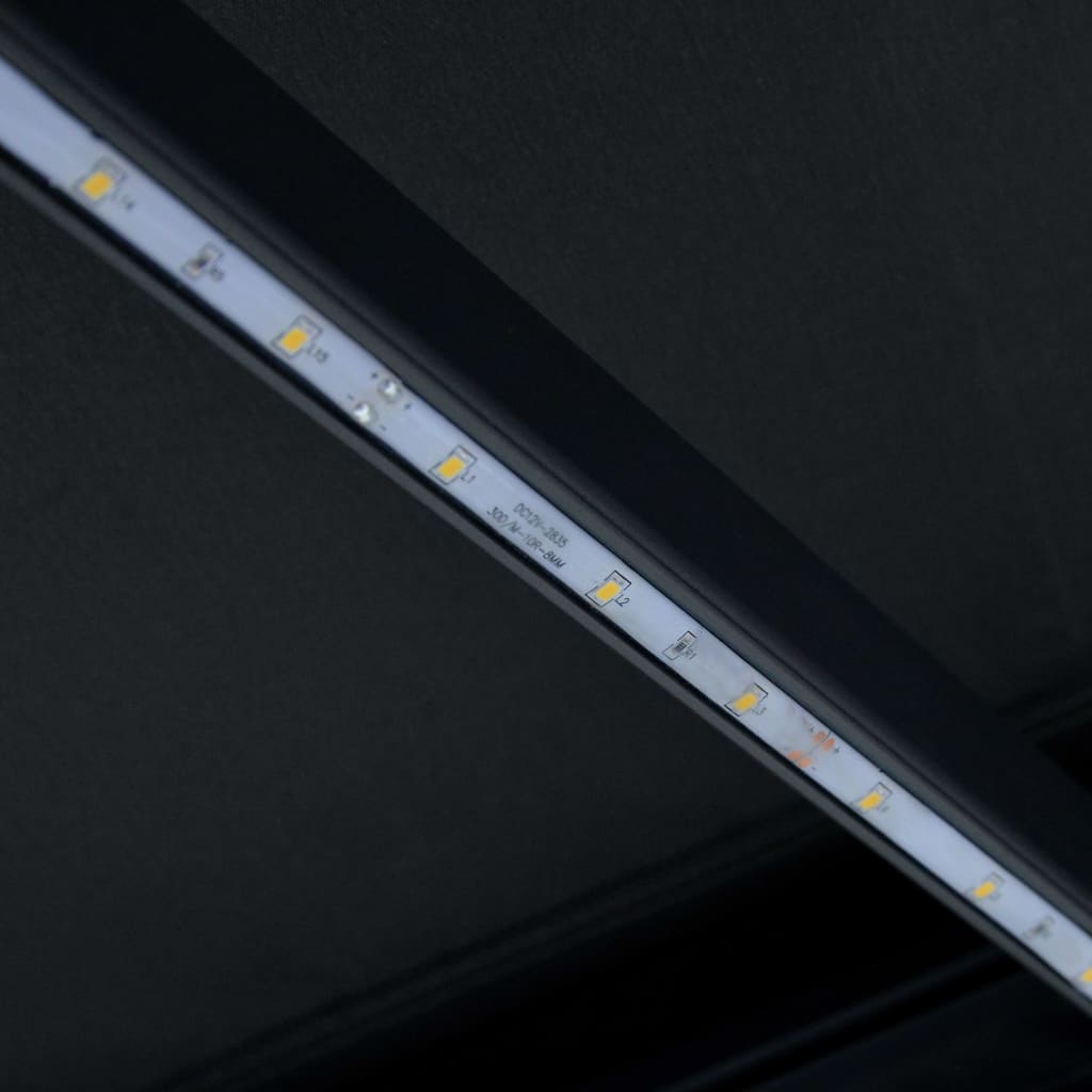 Copertină retractabilă manual cu LED, antracit, 350 x 250 cm